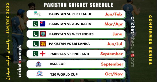 pakistan cricket schedule